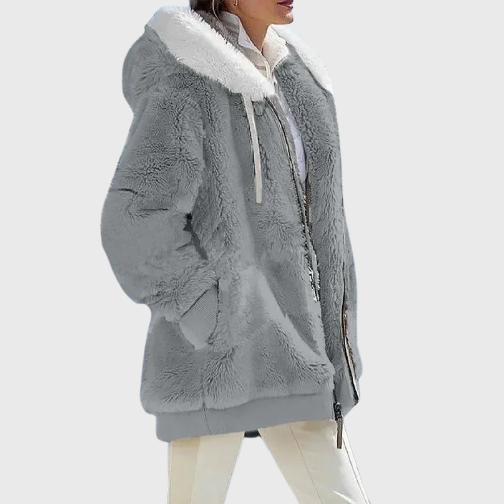 Women's Hooded Fleece Zip Up Jacket Teddy
