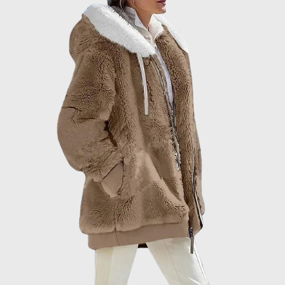 Women's Hooded Fleece Zip Up Jacket Teddy