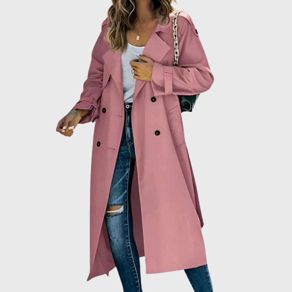 Women's Double-Breasted Trench Coat - VibreMode