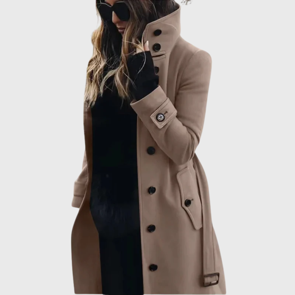 Women's Stand Collar Button Coat - VibreMode