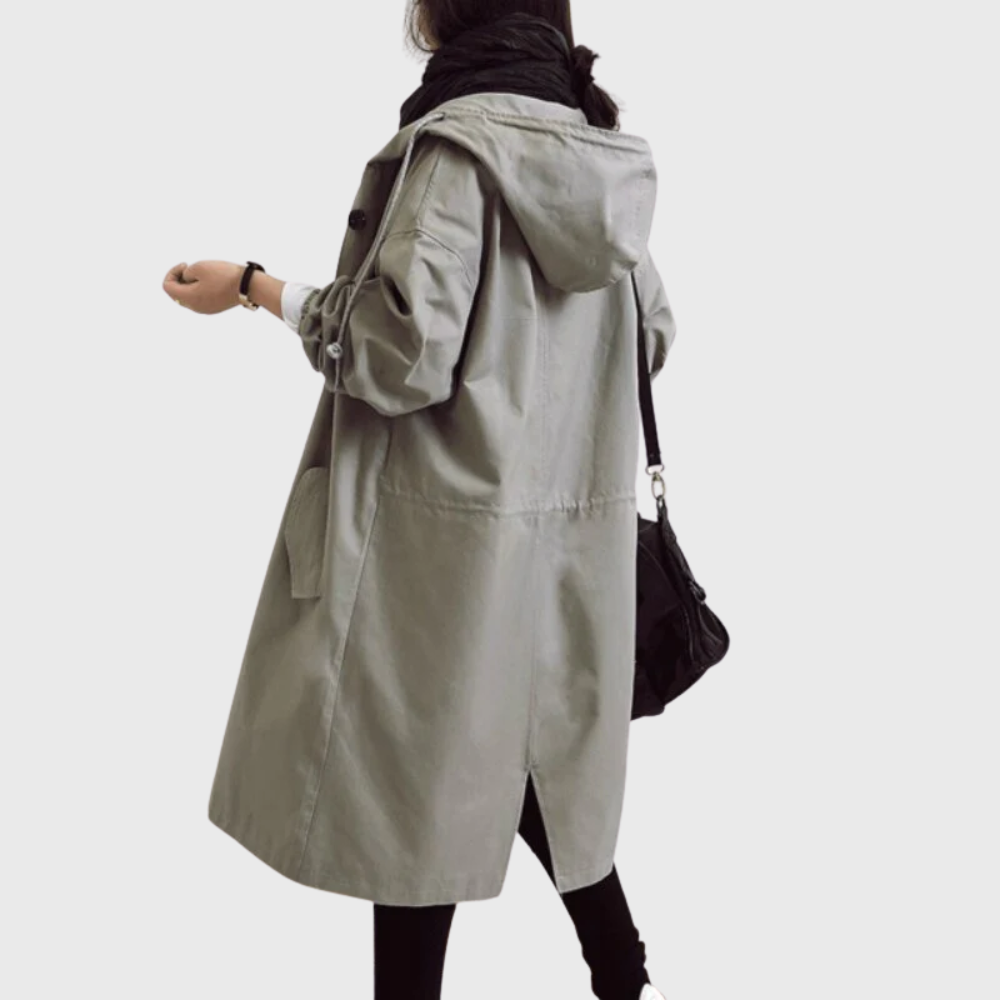 Relaxed Fit Hooded Winter Button Coat