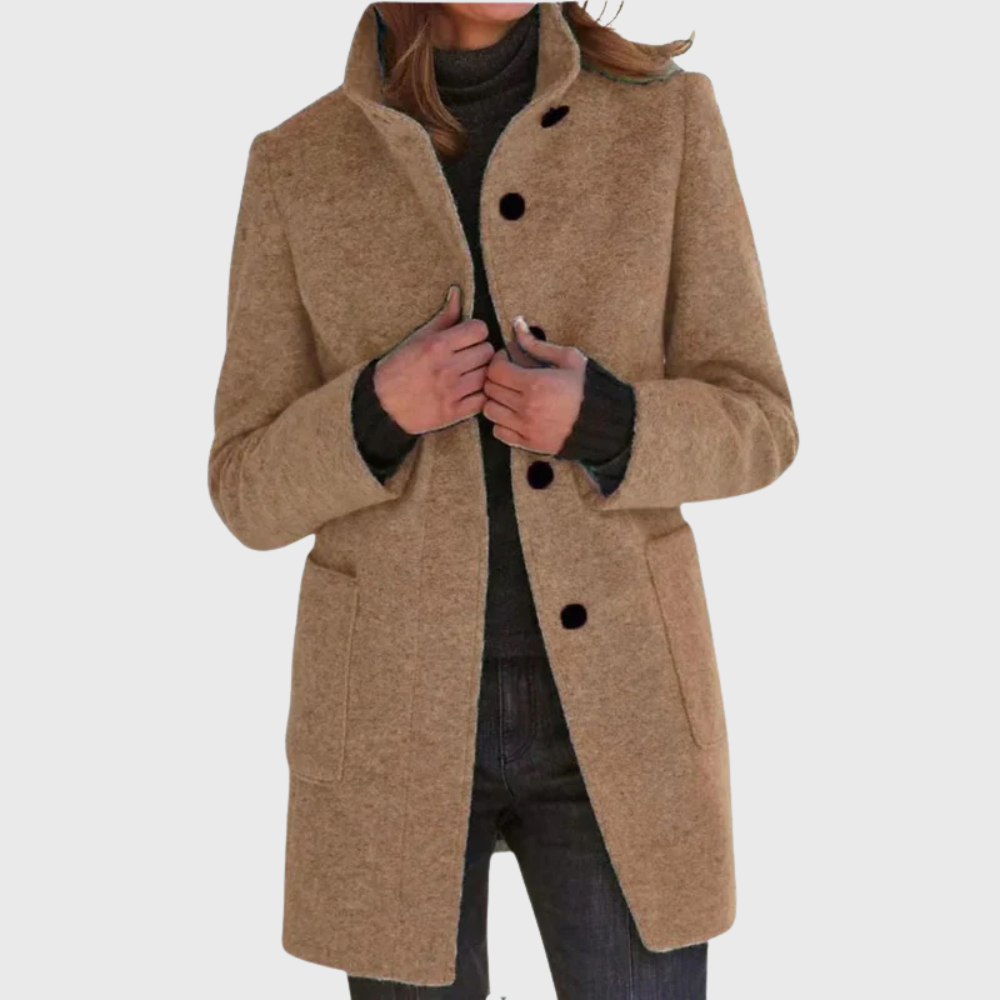Women's Longline Coat Button Design - VibreMode