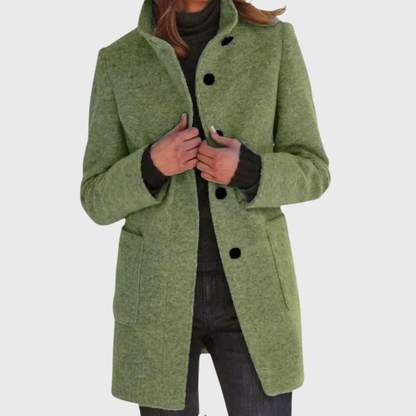 Women's Longline Coat Button Design