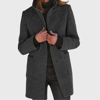 Women's Longline Coat Button Design