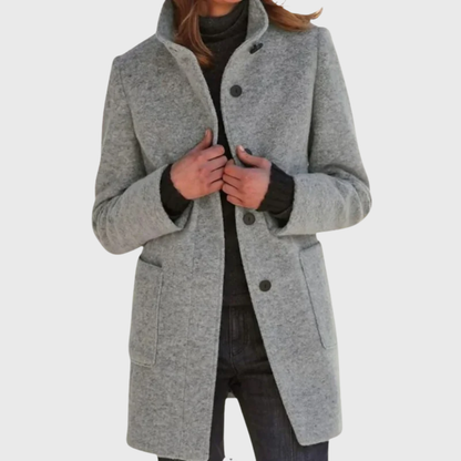 Women's Longline Coat Button Design