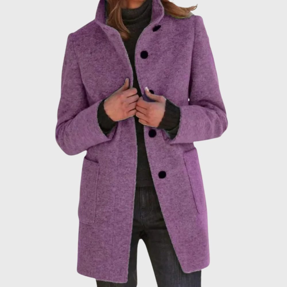 Women's Longline Coat Button Design