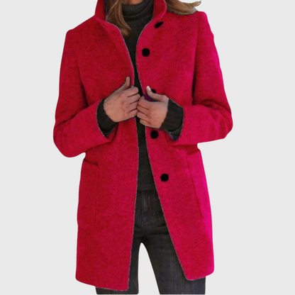 Women's Longline Coat Button Design