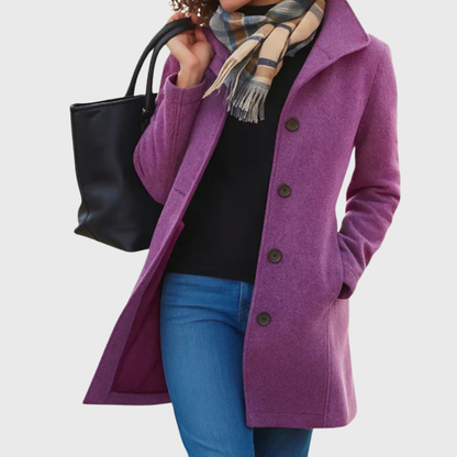Women's Mid Length Button Front Casual Coat