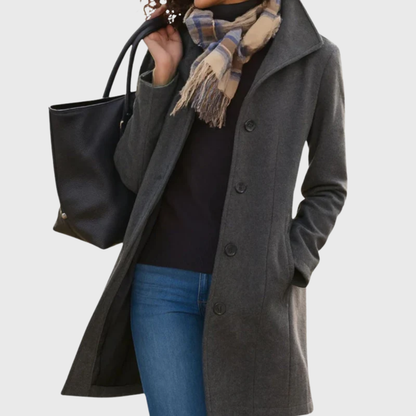 Women's Mid Length Button Front Casual Coat