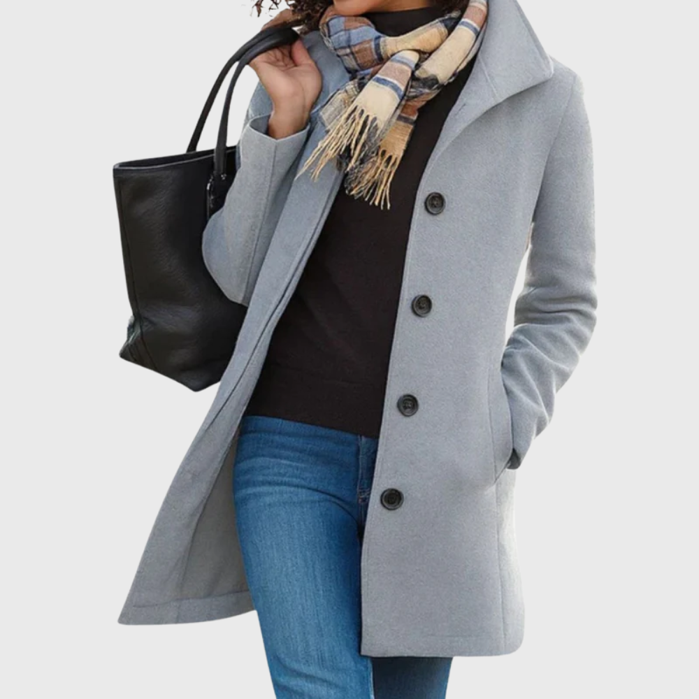 Women's Mid Length Button Front Casual Coat