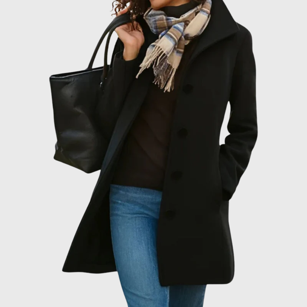Women's Mid Length Button Front Casual Coat