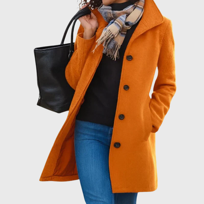Women's Mid Length Button Front Casual Coat