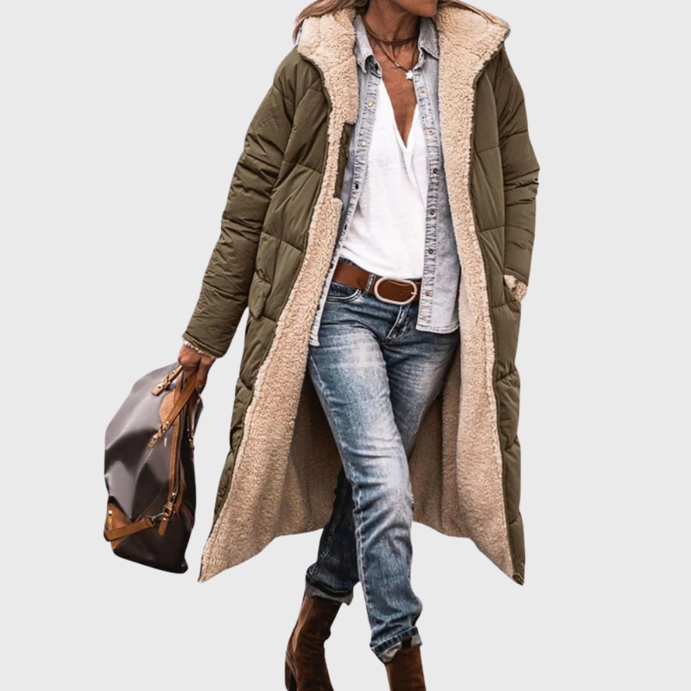 Women's Long Hooded Mid Length Coat