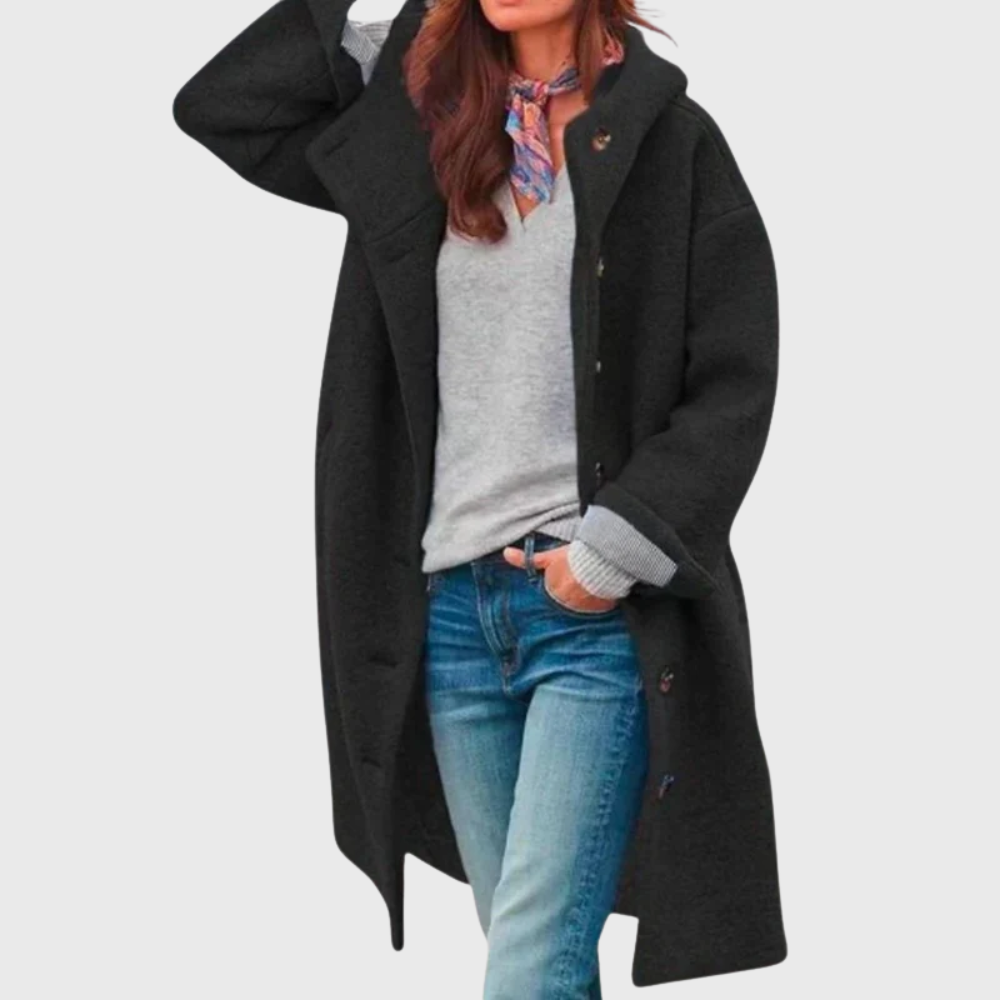 Women's Button Hooded Longline Coat