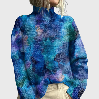 Comfy Forest Pattern Ladies Turtleneck Sweater