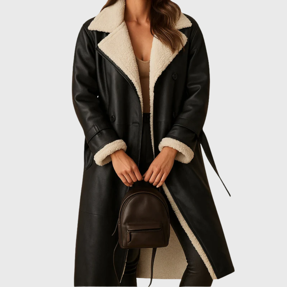 Women's Double Breasted Coat Lapel Collar - VibreMode