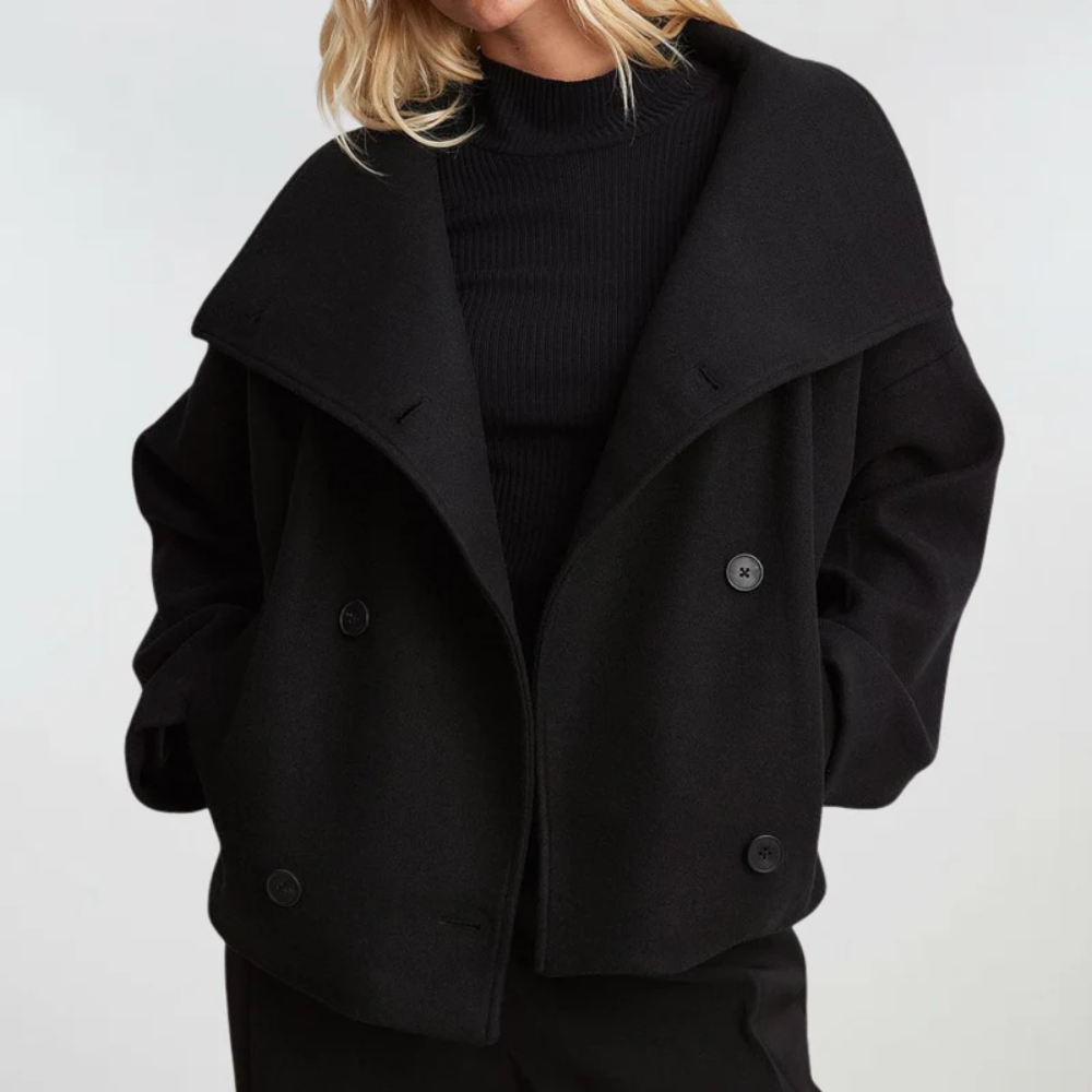 Women's Cropped Double Breasted Jacket - VibreMode