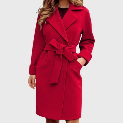 Women's Belted Coat Long Sleeve Outerwear