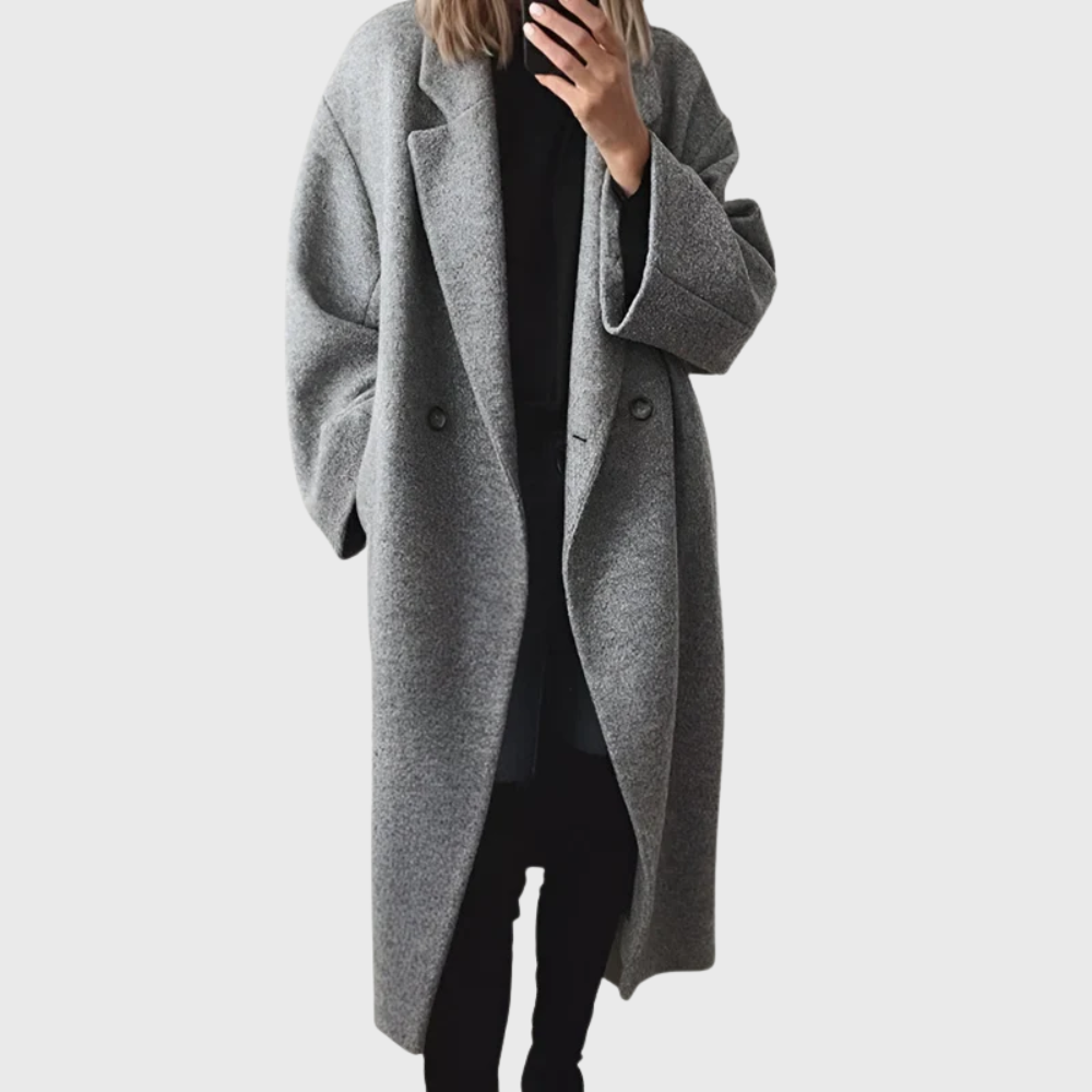 Women's Double Breasted Longline Trench Coat - VibreMode