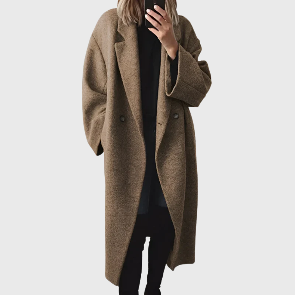Women's Long Coat Lapel Button Front