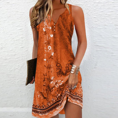 Women's V-Neck Mini Dress Sleeveless