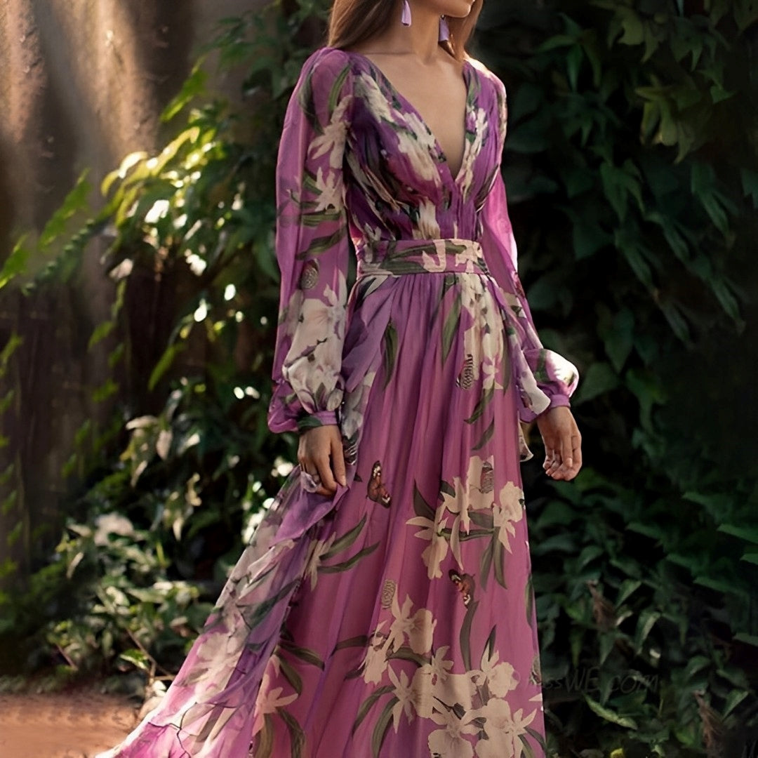 Women's Floral Chiffon Dress Lightweight Flowy