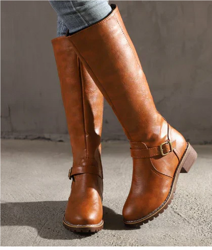 Women's Slip On Boots Buckle Strap
