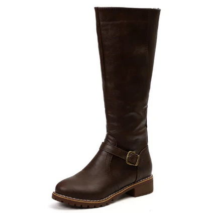 Women's Knee-High Boots Closed Toe Buckle Detail