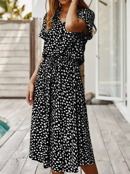 Women's Casual Short Sleeve Tie Waist Dress