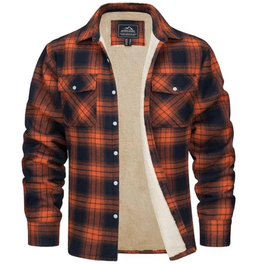 Men's Plaid Sherpa Lined Jacket - VibreMode