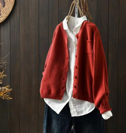 Women's Long Sleeve Cardigan Ribbed Trim - VibreMode