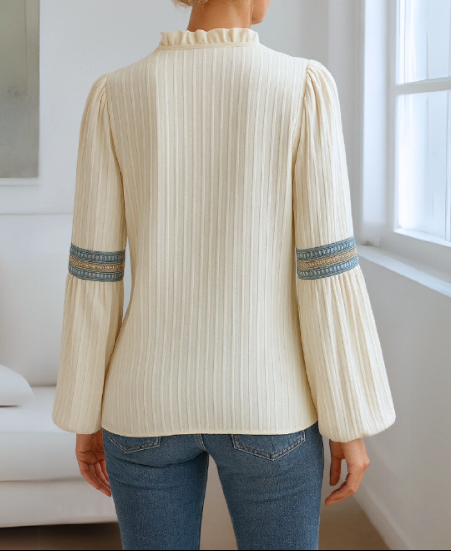 Women's V-Neck Blouse Vintage Style