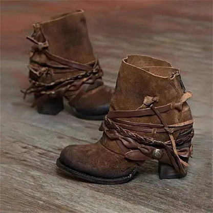 Women's Retro Cowboy Ankle Boots Comfortable - VibreMode