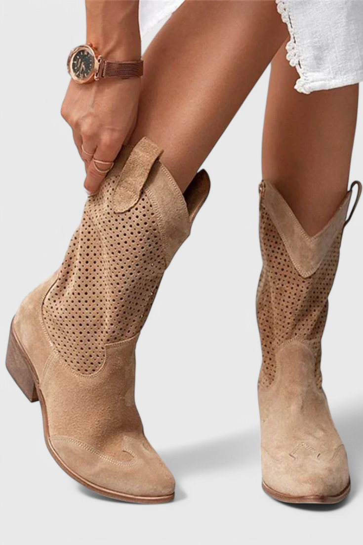 Women's Cowboy Ankle Boots Block Heel