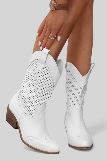 Women's Cowboy Ankle Boots Block Heel - VibreMode