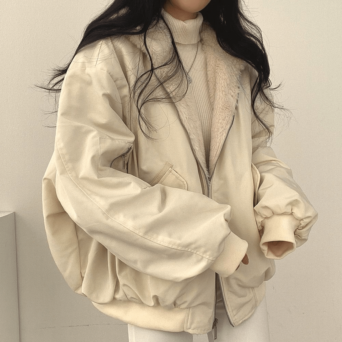 Ladies Cozy Fleece Zipper Winter Coat