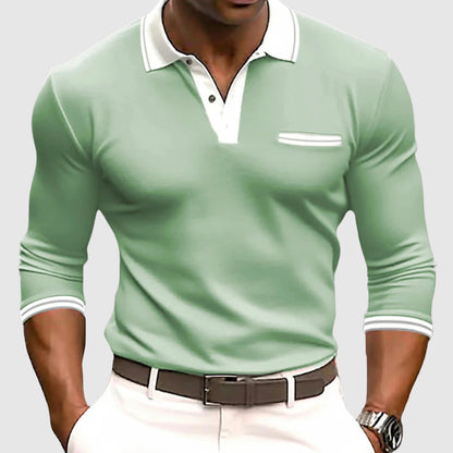 Stylish Men's Performance Polo Shirt with Contrast Trim & Chest Pocket