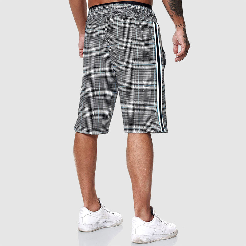 Men's Plaid Shorts Side Stripe