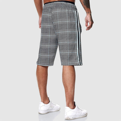 Men's Plaid Shorts Side Stripe