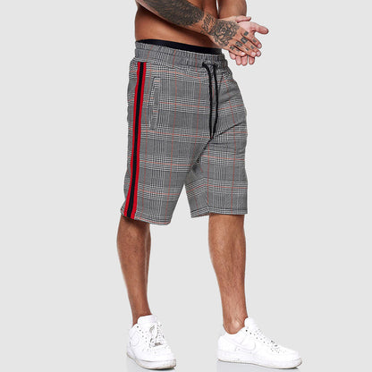 Men's Plaid Shorts Side Stripe