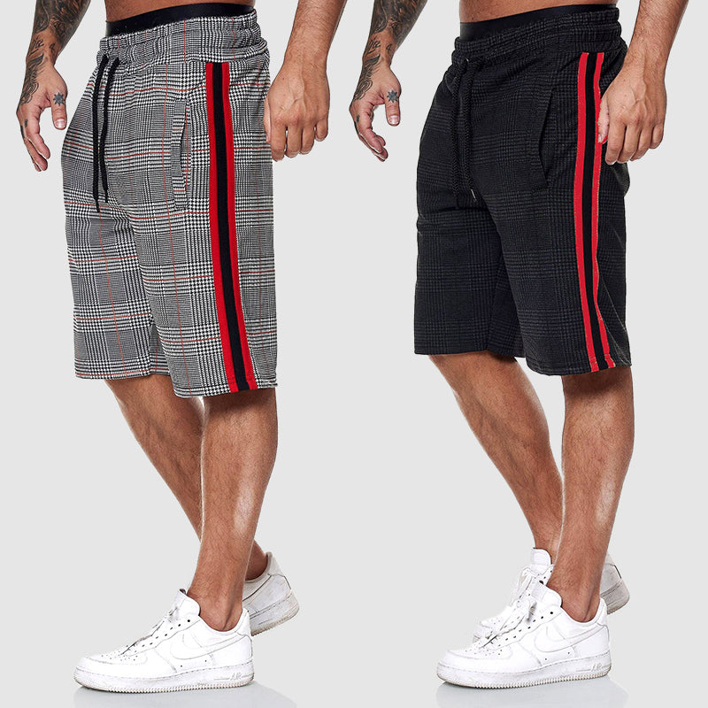Men's Plaid Shorts Side Stripe