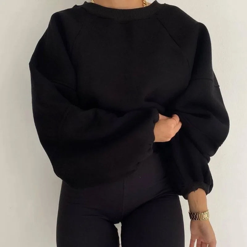Women's Long Sleeve Sweater Soft Knit Round Neck Beige