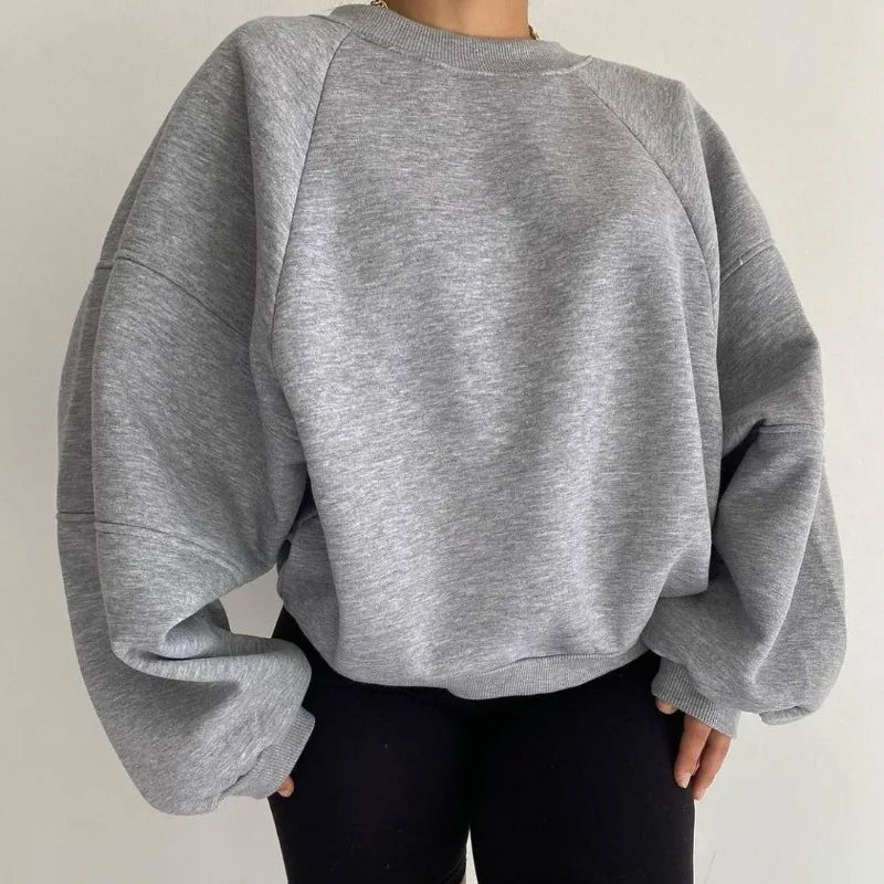 Women's Oversized Sweater Round Neck Long Sleeves Cozy