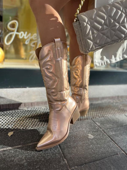 Women's Metallic Cowboy Zip Boots
