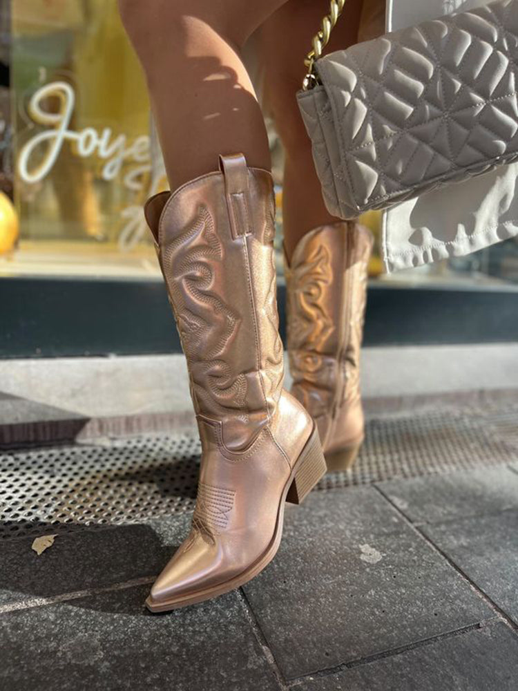 Women's Metallic Cowboy Boots Elegant