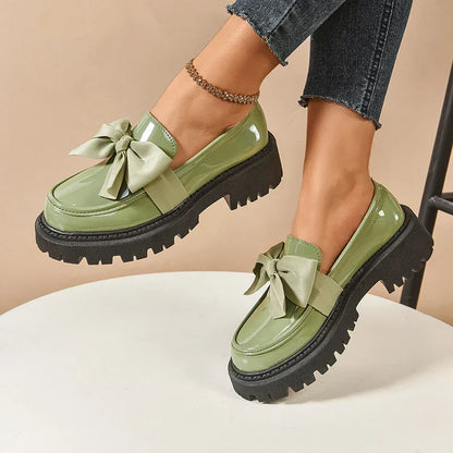 Comfortable Ladies Bow Detail Loafers Shoes