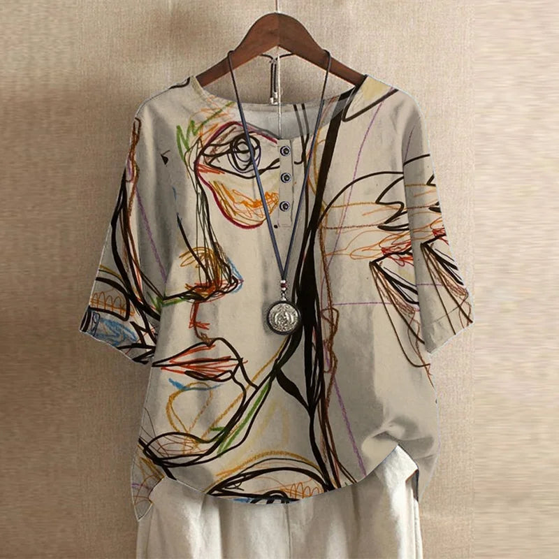 Women's Retro Print Blouse
