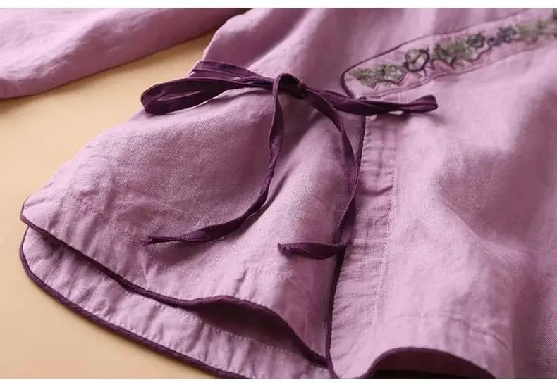 Women's Embroidered V-Neck Blouse