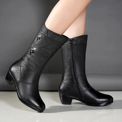Women's Mid Calf Side Zip Boots
