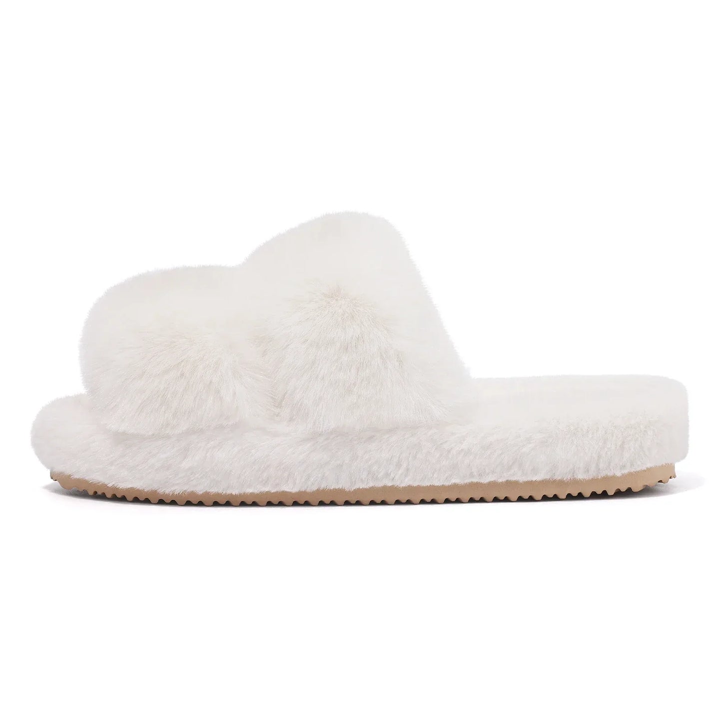 Women's Open Toe Plush Slippers Adjustable Strap Soft Sole